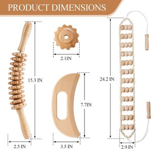 Kit d'outils de massage corporel en bois personnalisé avec logo pour thérapie par le bois - Product Image 5
