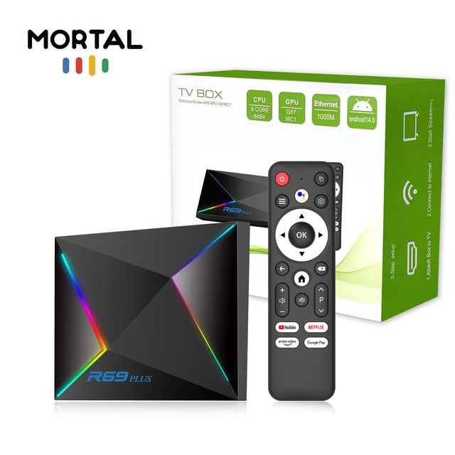 2025 New R69 Plus 4GB 64GB Smart TV Box Android 14 Set-Top Box H728 2.4G/5GHz Wifi 4K & 8K Resolution 4GB 32GB Media Player