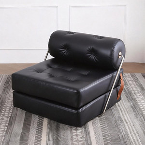 Modern Minimalist Simple Black PU Leather Stackable <strong>Footstool</strong> One Seat <strong>Sofa</strong> Creative Lazy <strong>Bed</strong> - Product Image 3