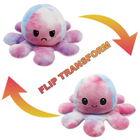 Peluche Poulpe Réversible, Design Coloré à Visages Changeants, Super Douce, Coton PP, ODM, Écologique, Jouets en Peluche en Gros