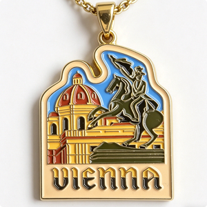 Collar con Colgante de Ángel Esmaltado del Monumento Histórico de Viena - Joyería Chapada en Metal, Moderna y Tradicional, Souvenir Austriaco para Viajeros - Product Image 6