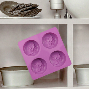 <b>Silicone</b> Face Mold 4-Hole Round Shape Easy Demoulding Cake Soap Candle Making <b>Tool</b> - Product Image 2