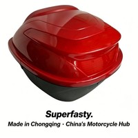 Boîte à bagages pour moto Superfasty, imperméable, anti-poussière, en PP mat, rouge bordeaux, 33L, avec serrure à clé pour le rangement du casque, résistante aux chocs, garantie 1 an