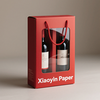 Logotipo Personalizado 1 botella caja de vino embalaje de papel impresión cartón regalo caja de vino con asa ventanas