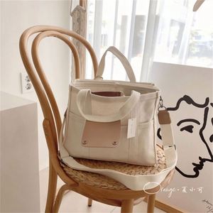 Sac en toile de coton épaisse, style populaire, sac fourre-tout à bandoulière avec poche - Product Image 5