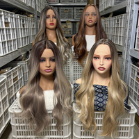 Perruques synthétiques à dentelle frontale Julianna Wholesale, haute qualité, résistantes à la chaleur, en fibre japonaise Futura premium, bouclées, ondulées, avec mèches.
