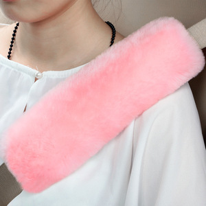 WJ Aomu-18 Universal Fit 3 Points Ceinture de sécurité de voiture Épaulière <span class=keywords><strong>Pure</strong></span> <span class=keywords><strong>Laine</strong></span> Peluche Mignon Ceinture de sécurité Couverture Fourrure - Product Image 3