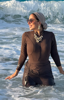 Maillot de bain sportif musulman modeste UPF 50+ en tissu à séchage rapide, style burkini, grande taille, ensemble 3 pièces