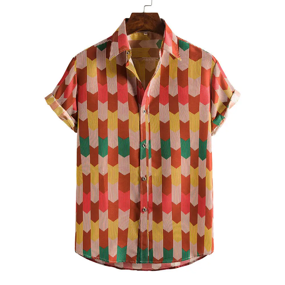 2023新しいデジタル印刷プラス男性用オーバーサイズポロシャツボタンアップビーチ服ホリデーハワイアンバケーションシャツ