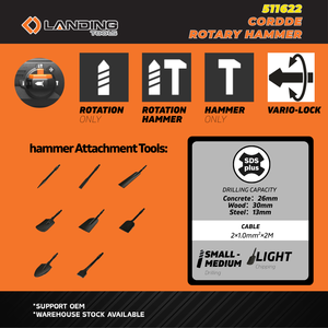 Marteau perforateur rotatif industriel 800W SDS-Plus 4 fonctions, démolition de béton et de maçonnerie robuste 511622 - Product Image 4
