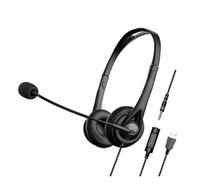 Casque d'apprentissage à double écouteur SY490MV avec adaptateur USB, son surround 3D et micro rotatif pour les cours en ligne