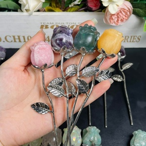 Kristal Kerajinan Tangan Berkualitas Tinggi, Ukiran Kristal Alami Campuran Bahan Bentuk Bunga Mawar untuk Dekorasi & Hadiah - Product Image 2