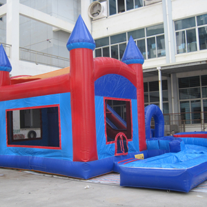 ปราสาทลมเป่าลม PVC รักษ์โลก ลดราคาพิเศษ พร้อมสไลเดอร์น้ำ รับน้ำหนักได้ 800 กก. เหมาะสำหรับเช่าจัดงานปาร์ตี้เชิงพาณิชย์ - Product Image 1