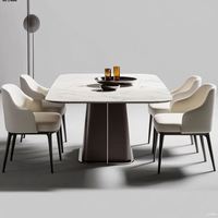 Table à manger rectangulaire OEHOME de luxe léger, moderne, haut de gamme, design, en résine, réglable, portable, écologique, imperméable, 6 places