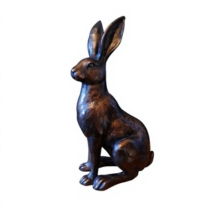 Bronze Rabbit Sculpture Metal Crafts Sitting Hare Rabbit Figurine Decor Wholesale Price Farmhouse Supplies Custom Animal <b>Object</b> - Product Image 1