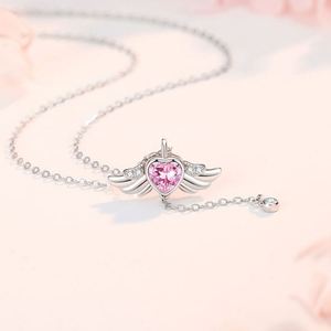 Collier Cœur Aile d'Ange en Argent Plaqué Rhodium avec Zircon, Vente en Gros Usine, Idéal pour Femme, Mariage, Cadeau Meilleure Amie - Product Image 4