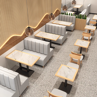 Ensemble table et chaises banquette sur mesure, rembourrées, pour cafés et restaurants, usage commercial, directement de l'usine
