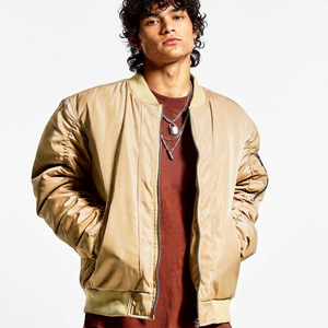 Blouson Bomber Homme Personnalisé Écologique avec Doublure Sherpa Coupe Slim Col Rond Vêtement d'extérieur Hiver Coupe-vent Respirant Chaud Décontracté - Product Image 1