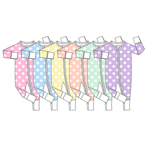 Précommande Combinaison Bébé Fille Personnalisée OEM Automne à Pois Manches Longues Douce Extensible avec Fermeture Éclair - Product Image 1