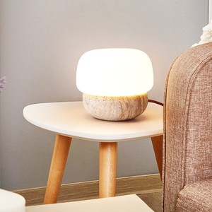 Lámpara de mesa de travertino amarillo con forma de hongo, E27 LED, control táctil, luz de noche para dormitorio, cuida la vista. - Product Image 3