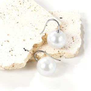 Pendientes de moda al por mayor: Aros con diseño geométrico de circonia, esmalte de goteo de aceite y perlas en forma de gota para mujer - Product Image 4