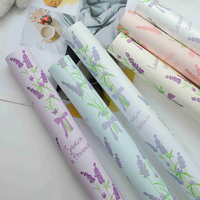 Kertas Pembungkus Bunga Yuyin Ouya Motif Lavender Dua Warna Grosir Tahan Air Kertas Pengemas Buket Florist