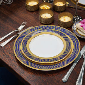 10.5 pouces avec assiette <span class=keywords><strong>de</strong></span> <span class=keywords><strong>service</strong></span> en <span class=keywords><strong>porcelaine</strong></span> <span class=keywords><strong>de</strong></span> qualité supérieure <span class=keywords><strong>de</strong></span> 8 pouces avec détails en or fabriqués à la main pour un élégant buffet <span class=keywords><strong>de</strong></span> <span class=keywords><strong>service</strong></span> <span class=keywords><strong>de</strong></span> restauration - Product Image 2