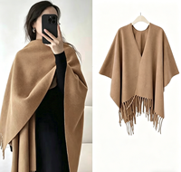 2026 Neues Modell 110*176cm Einfarbiger Mittellanger Schal, Retro Hochwertige Textur, Verdickter Fransen-Wärmemantel für Herbst und Winter