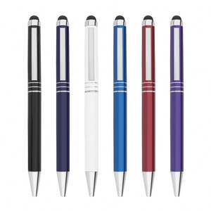Stylo à bille fantaisie en métal avec logo personnalisé, couleur contrastée 2023, avec stylet pour l'écriture - Product Image 6