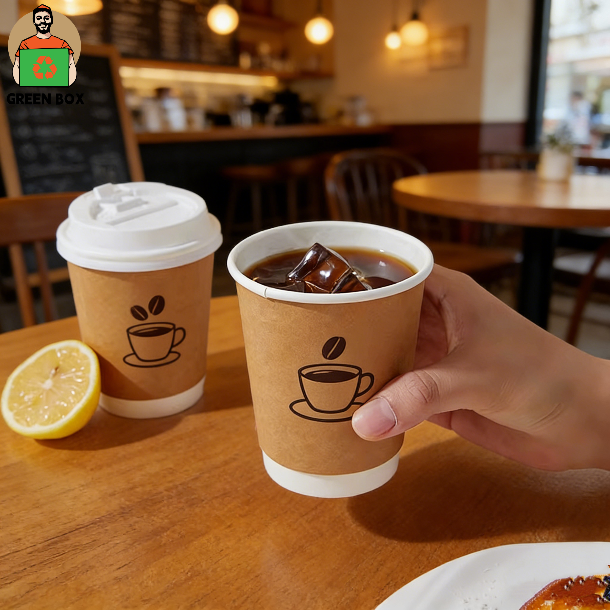 Customizable Logo Printed 8 10 12 16 22Oz Double Wall Kraft Disposable Takeaway Hot Beverage Coffee Paper Cup