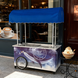 Chariot à glaces mobile rétro en acier inoxydable, chariot à desserts, chariot <span class=keywords><strong>de</strong></span> vente <span class=keywords><strong>de</strong></span> glaces pour les entreprises <span class=keywords><strong>de</strong></span> restauration <span class=keywords><strong>de</strong></span> rue - Product Image 5