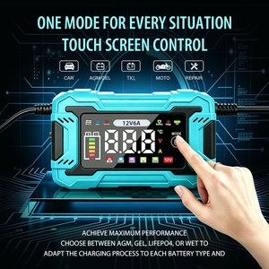 Chargeur de <span class=keywords><strong>batterie</strong></span> de <span class=keywords><strong>moto</strong></span> 12V6A, écran tactile, moniteur de tension et de courant en temps réel, chargeur de <span class=keywords><strong>batterie</strong></span> au plomb-acide 12V, prise EU - Product Image 2