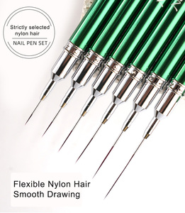 Ensemble de pinceaux à ongles avec manche en métal vert, 6 mm-25 mm, fibres en nylon, pinceaux de précision pour la peinture au gel, pour la manucure - Product Image 6