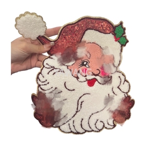 Toppe ricamate alla moda in ciniglia Santa Baby su applique per felpe con cappuccio di grandi dimensioni con Glitter Glitter alta e densa <span class=keywords><strong>Patch</strong></span> di ciniglia - Product Image 4