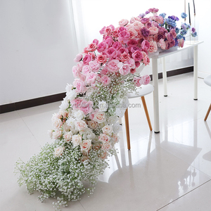 E Hồng vỡ nửa hoa sừng bò vòm kim loại Nhân Tạo Hoa 2 mảnh Đặt đôi sừng đám cưới nền vòm Hoa chạy - Product Image 4