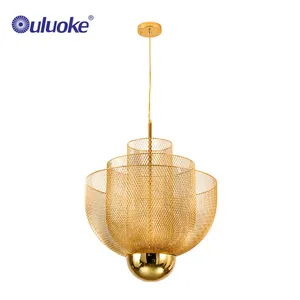 China Supplier Minimalist Design Long Gold Grey Decoration Dining Room Hanging Led Pendant Lamp