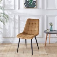 Chaise de salle à manger moderne en velours DC178 avec pieds en métal, chaise d'appoint rembourrée et douce pour cuisine, restaurant, salon, meubles de salle à manger