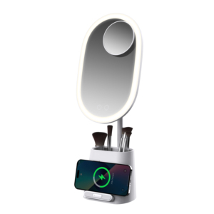 <span class=keywords><strong>Miroir</strong></span> <span class=keywords><strong>de</strong></span> <span class=keywords><strong>maquillage</strong></span> intelligent à LED <span class=keywords><strong>de</strong></span> bureau pour filles, réglable sur 3 niveaux <span class=keywords><strong>de</strong></span> luminosité, avec chargeur <span class=keywords><strong>sans</strong></span> <span class=keywords><strong>fil</strong></span>, boîte <span class=keywords><strong>de</strong></span> rangement, <span class=keywords><strong>lampe</strong></span> <span class=keywords><strong>de</strong></span> nuit - Product Image 1