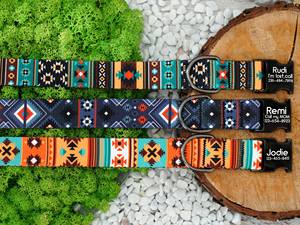 Collar suroeste con hebilla de metal grabada, collares de perro con patrón geométrico, collares tribales aztecas para mascotas para perros pequeños, medianos y grandes - Product Image 2