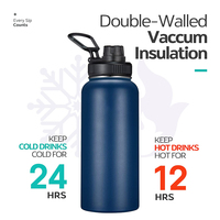 Bouteille d'eau isotherme en acier inoxydable durable de 32 oz, gravure au laser de logo personnalisé, anti-fuite, large ouverture, pour boissons