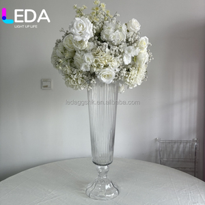 Jarrón de Vidrio Transparente de Estilo Clásico de 77 cm/66 cm, Directo de Fábrica LEDA, Centro de Mesa para Decoración de Bodas - Product Image 5
