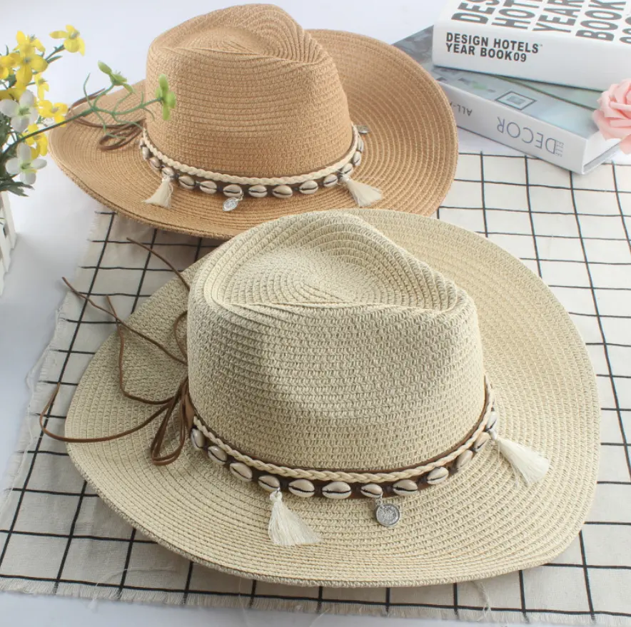 New Arrival Hollow Straw Hat Western Cowboy Hat Bohemia Lady Beach Sombrero Straw Panama Cowgirl Jazz Sun Caps for Unisex