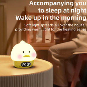 Veilleuse LED rechargeable en silicone blanc chaud en forme de canard avec capteur tactile et fonction réveil pour enfants - Product Image 5