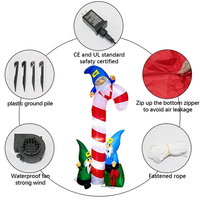 Modèle gonflable de canne à sucre colorée de 6 pieds pour décoration de Noël en extérieur