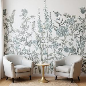 Papier peint mural personnalisé de fleurs et feuilles botaniques douces et naturelles Décoration de chambre d'enfants à la maison - Product Image 2