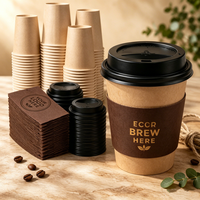 Gobelets à café en papier à double paroi personnalisés de 8 oz, 12 oz, 16 oz, 20 oz, pour boissons chaudes, jetables, à emporter, avec couvercles