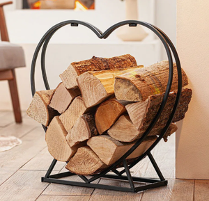 Porta Leños Minimalista <span class=keywords><strong>de</strong></span> Estilo Japonés en Forma <span class=keywords><strong>de</strong></span> Corazón, Ahorra Espacio, Acabado en Carbón Mate - Product Image 5