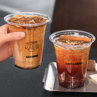 Gobelet jetable en PET transparent avec logo personnalisé, 12oz, 14oz, 16oz, 18oz, 20oz, 24oz, pour matcha latte, café glacé, avec couvercles
