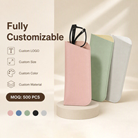 Étui à lunettes en cuir PU souple mat et fin avec ouverture fixe, impression personnalisée multicolore, vente en gros d'étuis à lunettes