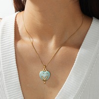 Collier en acier inoxydable plaqué or 18 carats avec pendentif cœur émaillé, breloque soleil en strass, résistant au ternissement, cadeau pour femme
